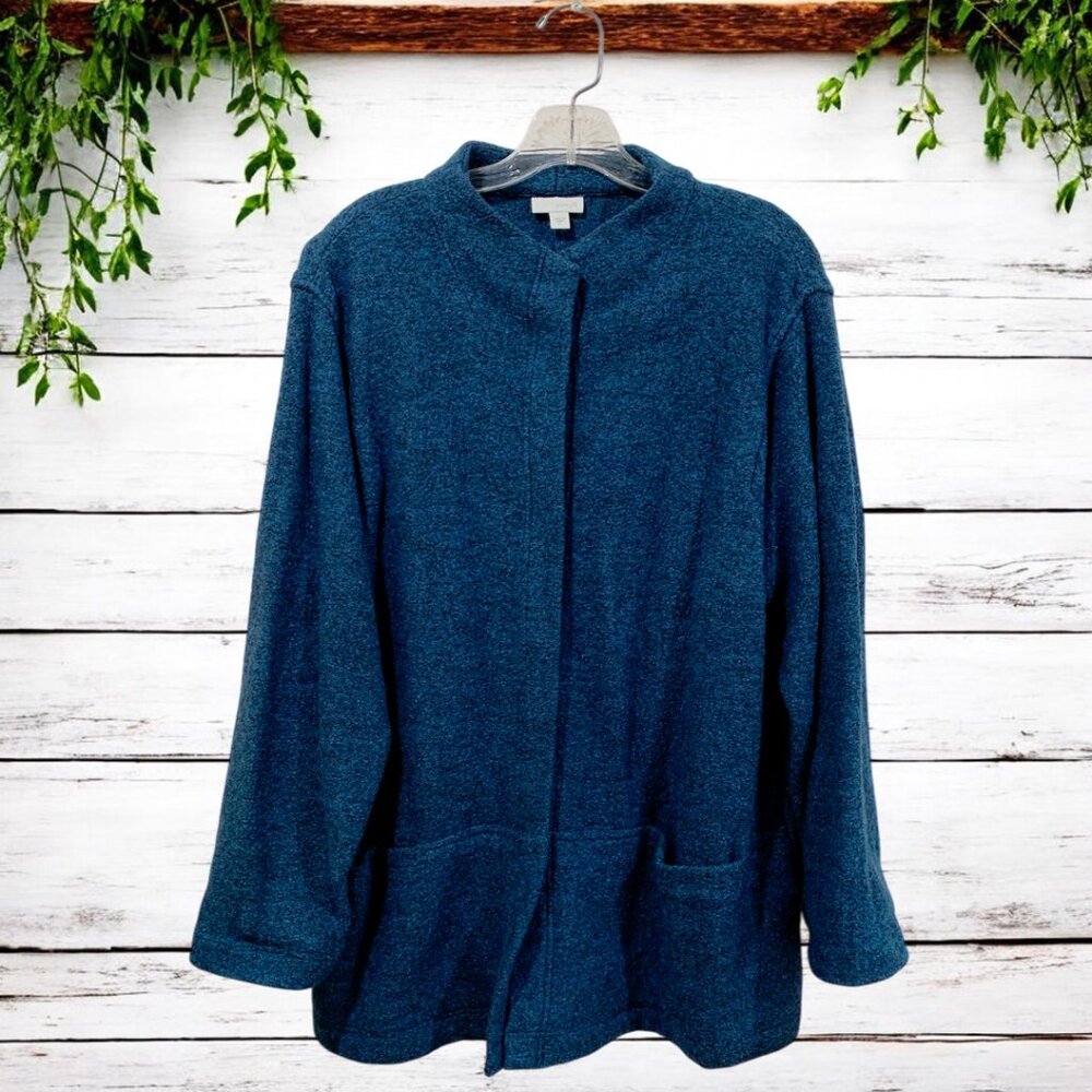 Pure Jill Wool Blend Blue Jacket Size XL Button/ Snap Up